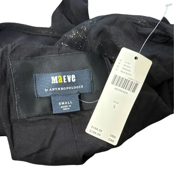 Anthropologie Maeve Metallic Floral Swing Dress Halter Evening Cocktail Size S N - Picture 5 of 8